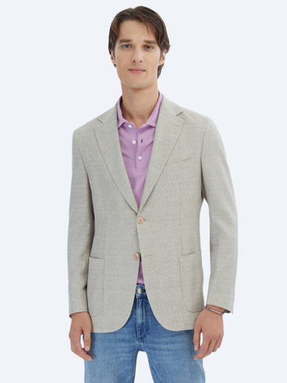 Gemusterte Modern Fit Leinenjacke