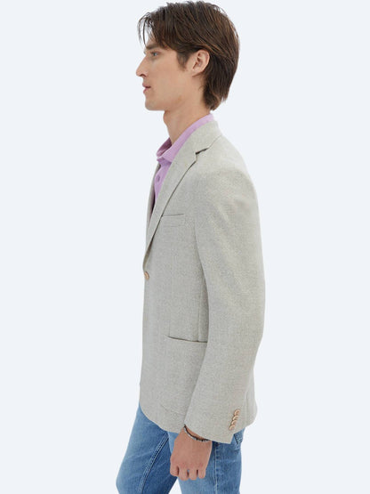 Gemusterte Modern Fit Leinenjacke