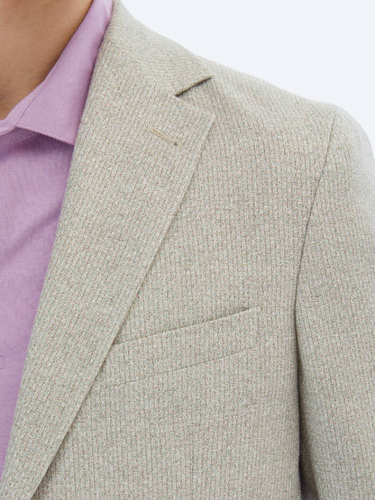Gemusterte Modern Fit Leinenjacke