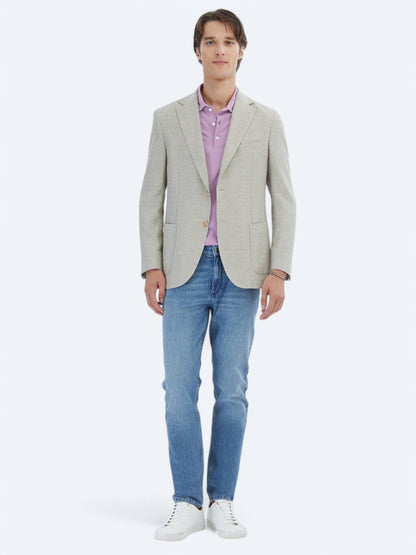 Gemusterte Modern Fit Leinenjacke
