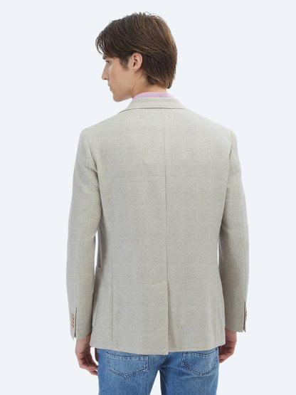 Gemusterte Modern Fit Leinenjacke