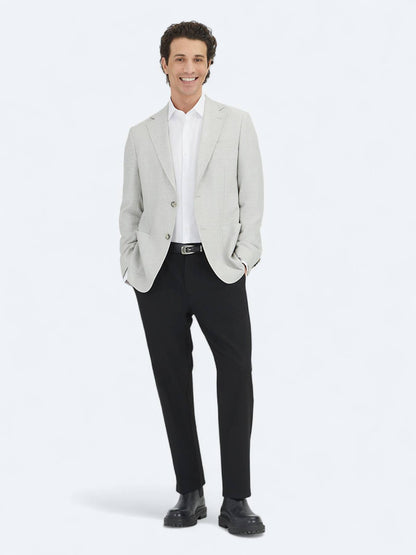Grau gemusterte Modern Fit Blazer aus Leinen