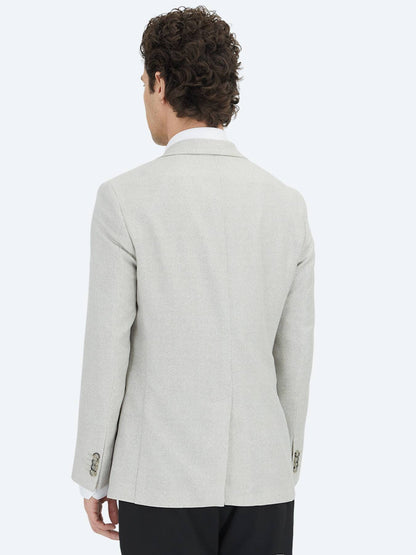 Grau gemusterte Modern Fit Blazer aus Leinen