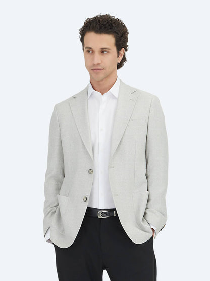 Grau gemusterte Modern Fit Blazer aus Leinen