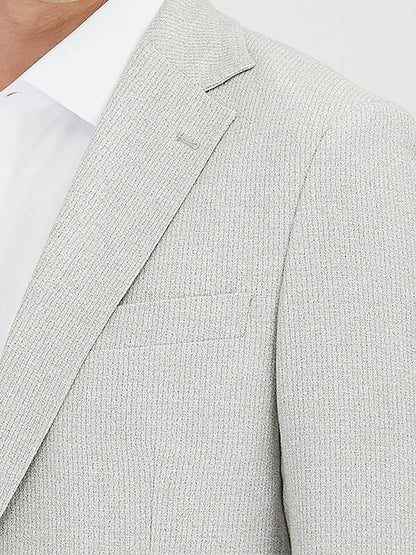 Grau gemusterte Modern Fit Blazer aus Leinen