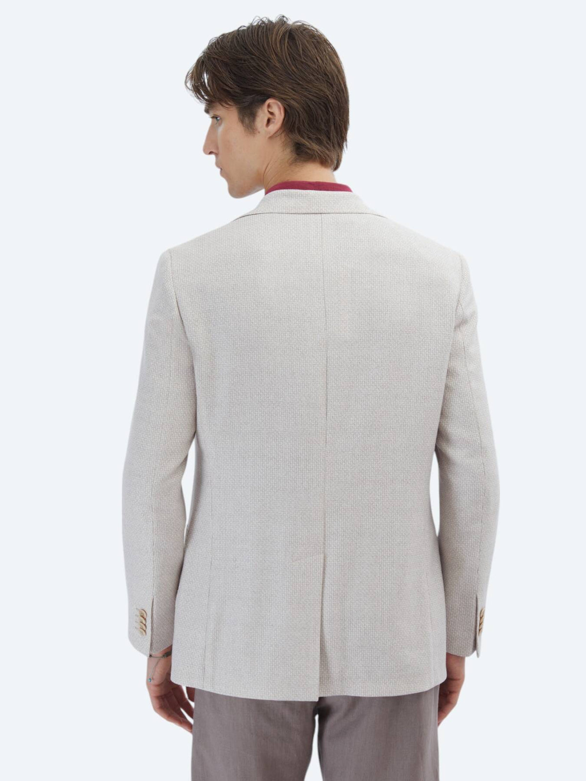 Gemusterte Modern Fit Leinenjacke