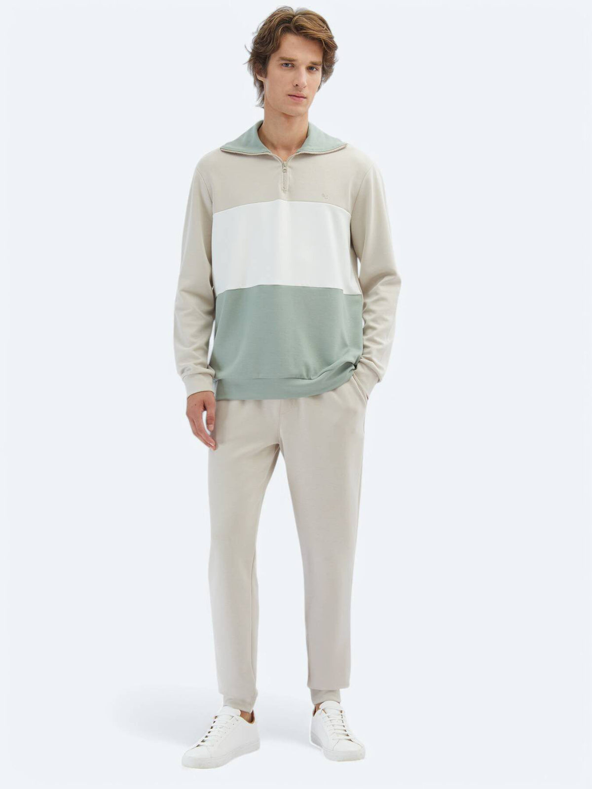 Schräg Hals Sweatshirt