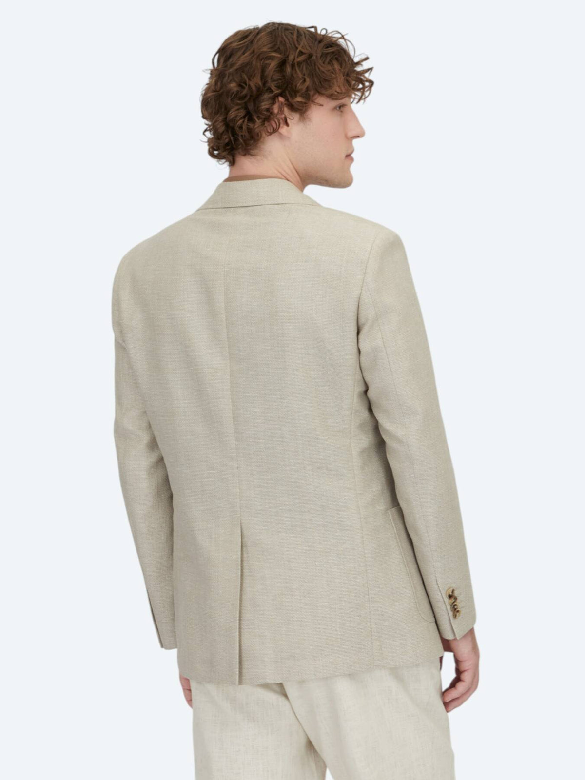 Hellbeige Einfarbig Modern Fit Wollmischungsjacke