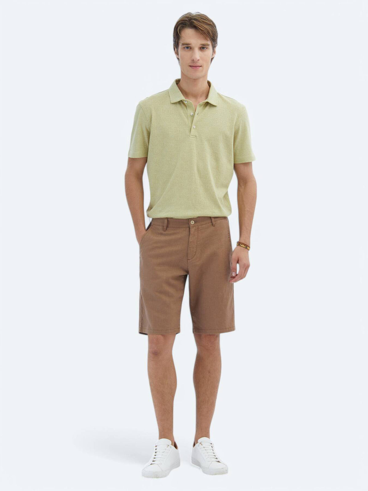 Gemustertes Baumwollmischung Polo T-Shirt