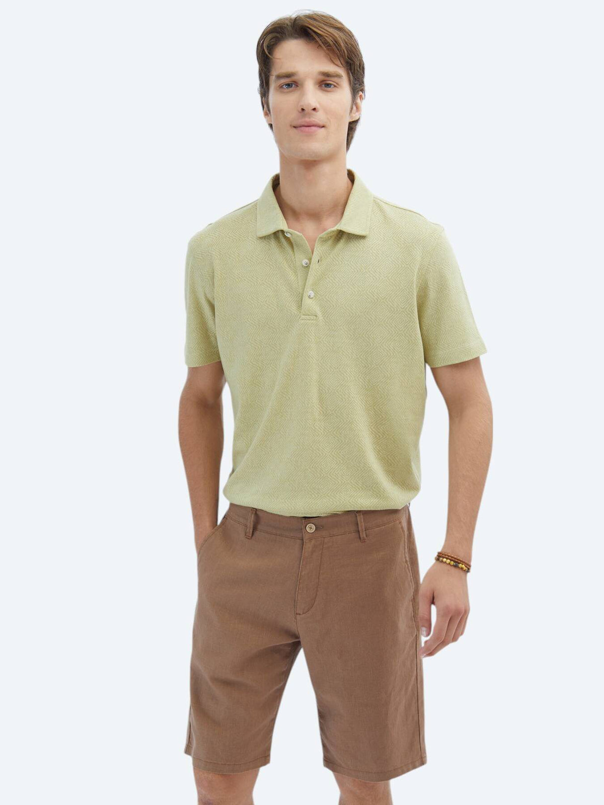 Gemustertes Baumwollmischung Polo T-Shirt