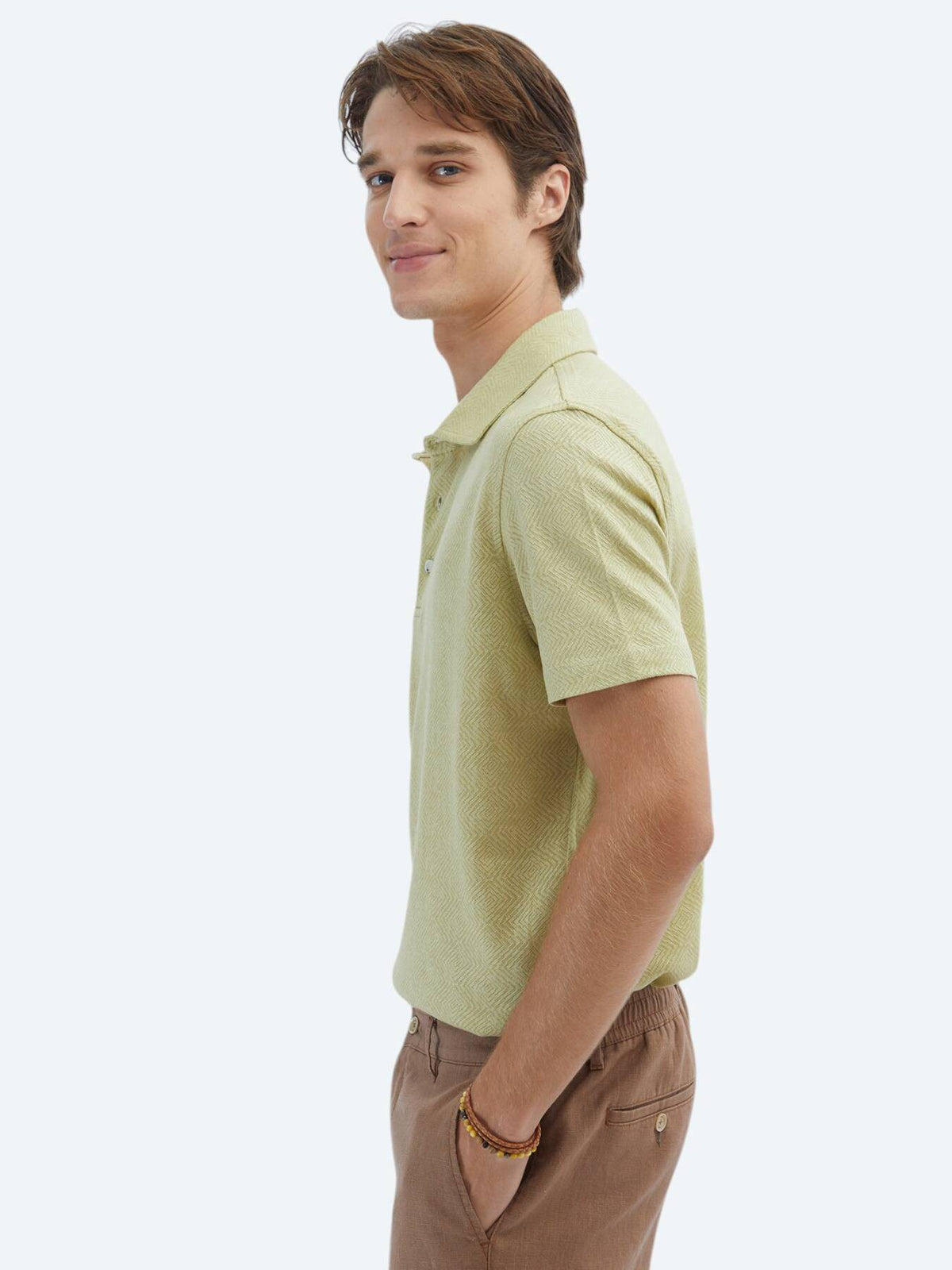 Gemustertes Baumwollmischung Polo T-Shirt