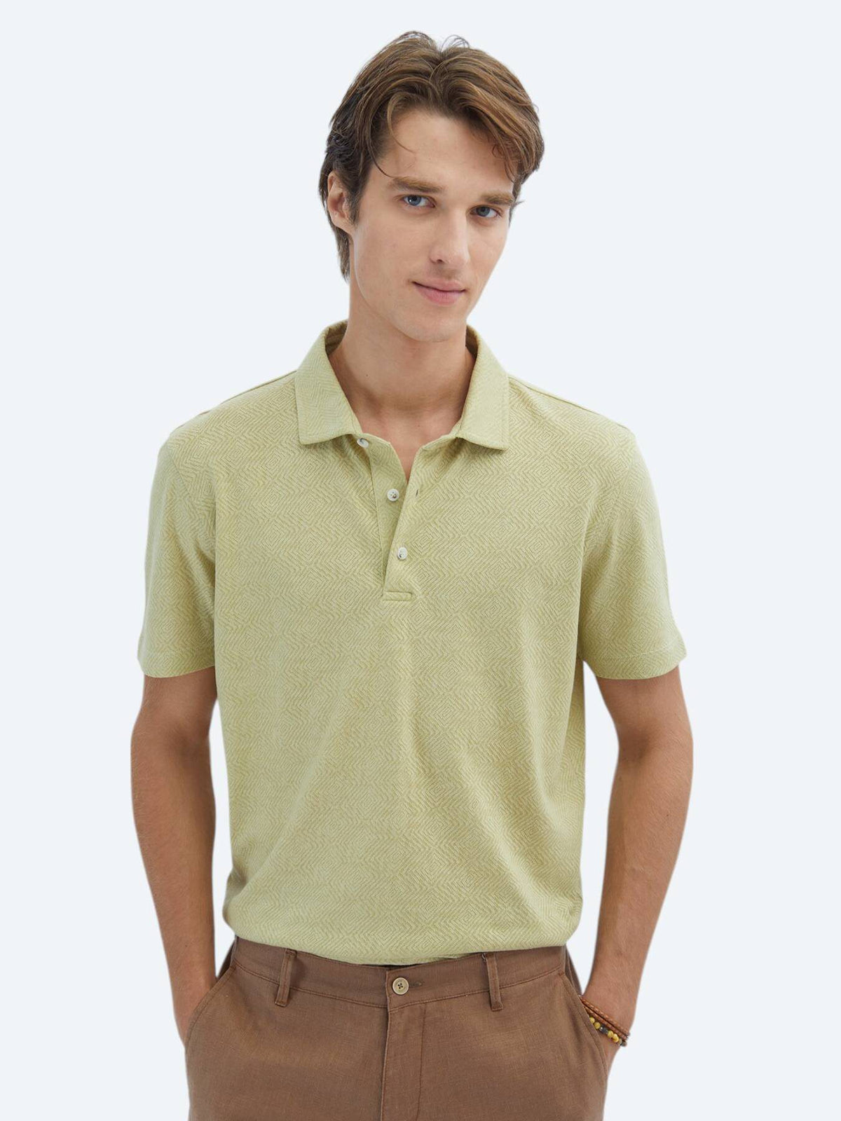Gemustertes Baumwollmischung Polo T-Shirt