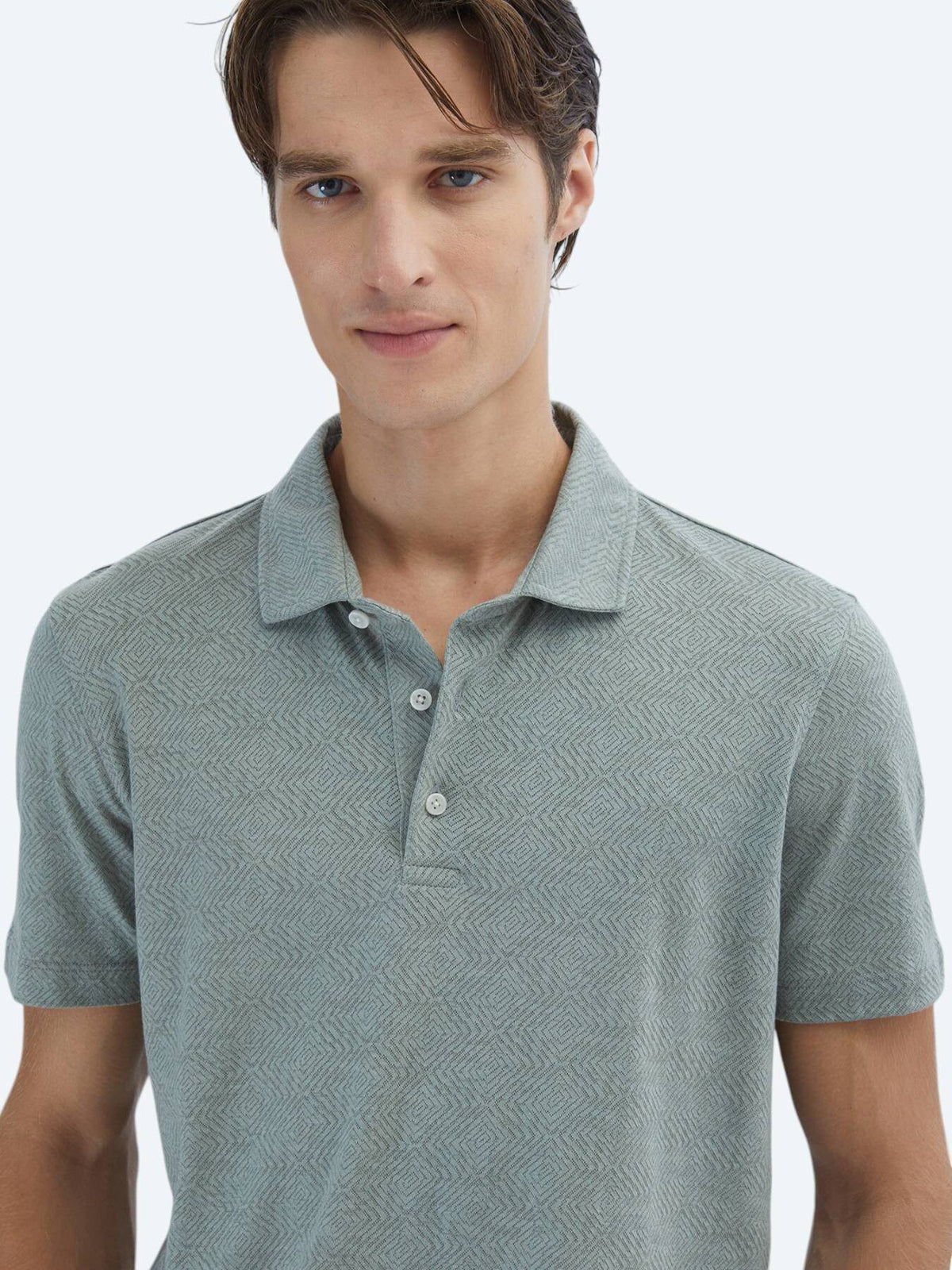 Gemustertes Baumwollmischung Polo T-Shirt