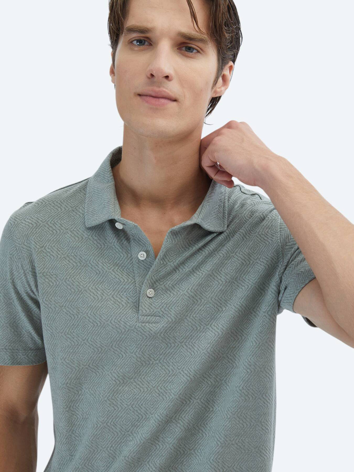Gemustertes Baumwollmischung Polo T-Shirt