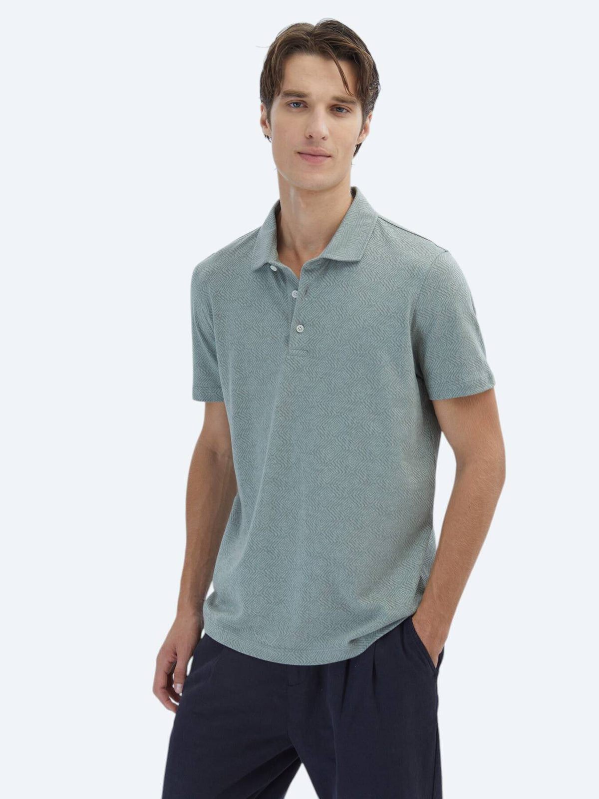 Gemustertes Baumwollmischung Polo T-Shirt