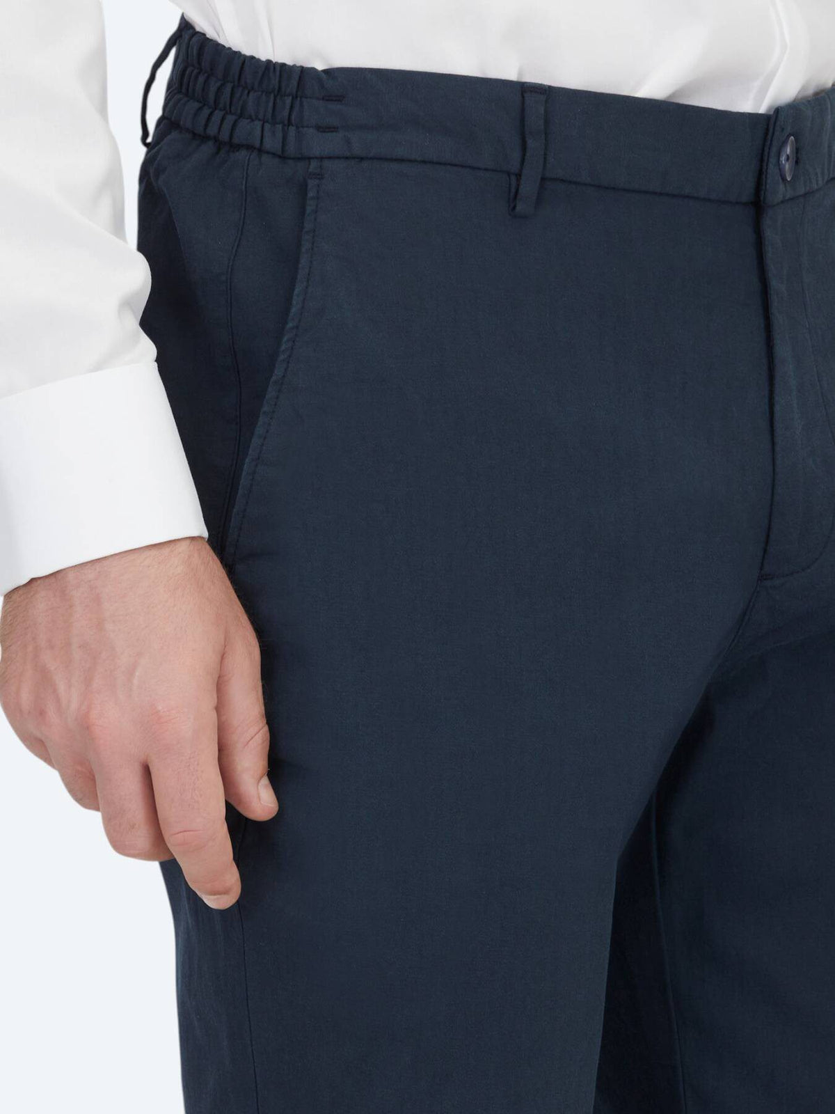 Marineblau Gewebte Jogginghose Baumwollmischung