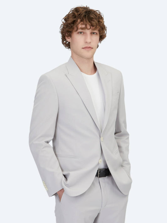 Hellgrauer Einfarbiger Slim Fit Anzug