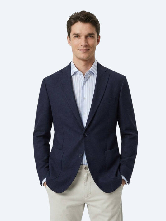 Helle marineblaue Wollmischjacke, Regular Fit