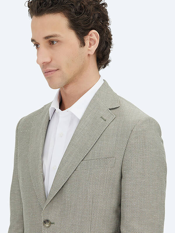 Khaki Schlichte Moderne Passform Wolljacke