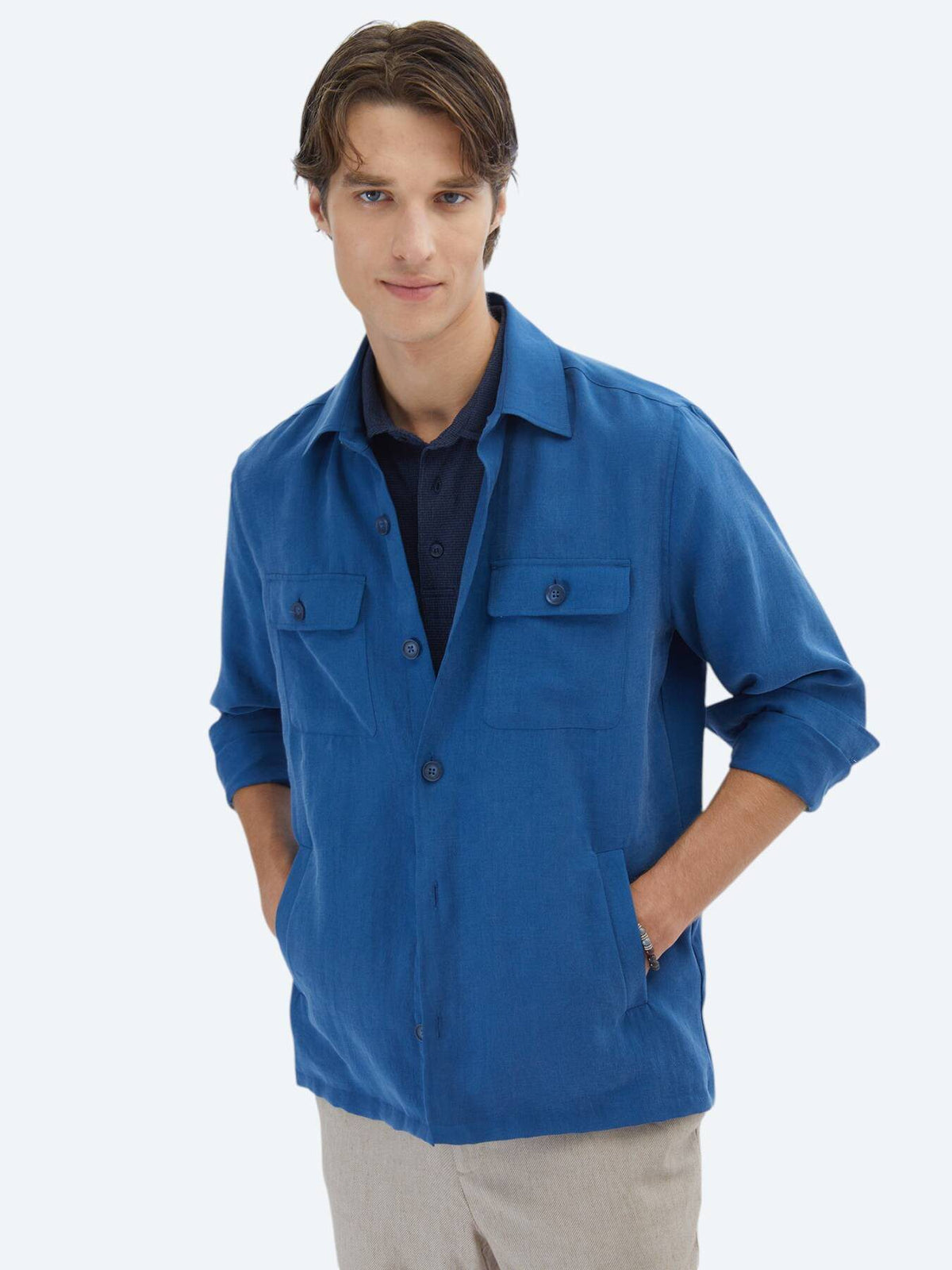 Klassisches Gewebtes Overshirt - Reguläre Passform