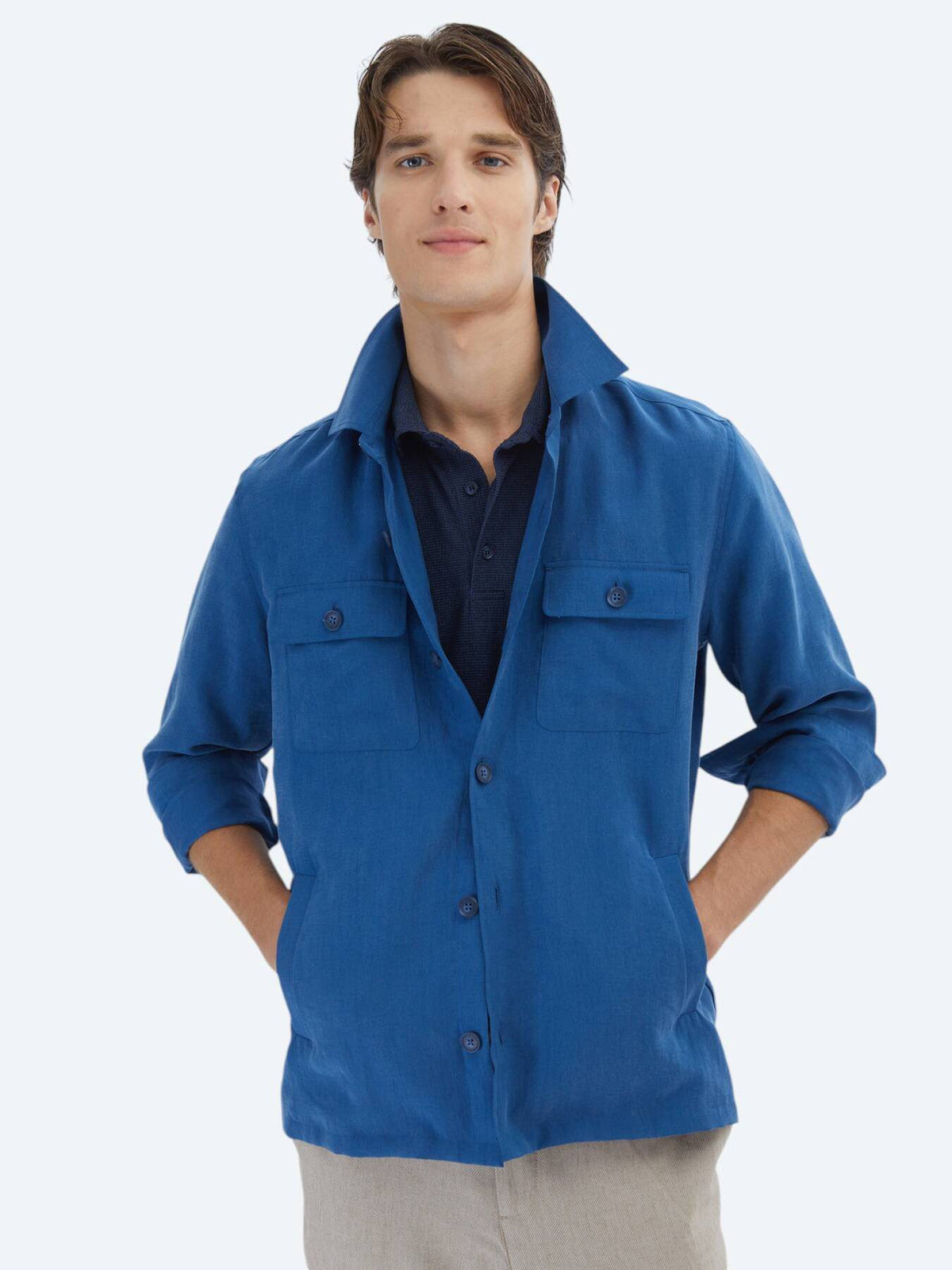 Klassisches Gewebtes Overshirt - Reguläre Passform