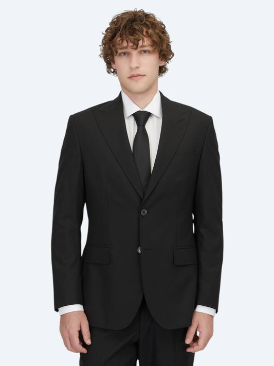 Schwarzer gestreifter Modern Fit Anzug