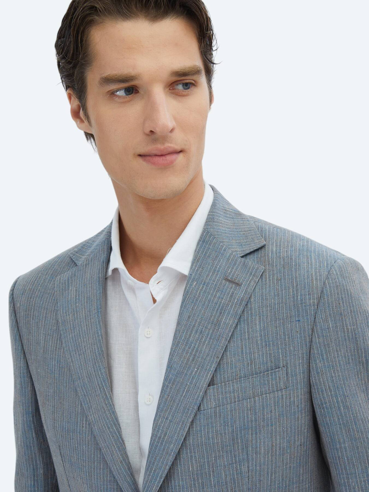 Gestreifter Modern Fit 100% Leinenanzug