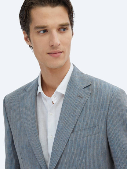 Gestreifter Modern Fit 100% Leinenanzug