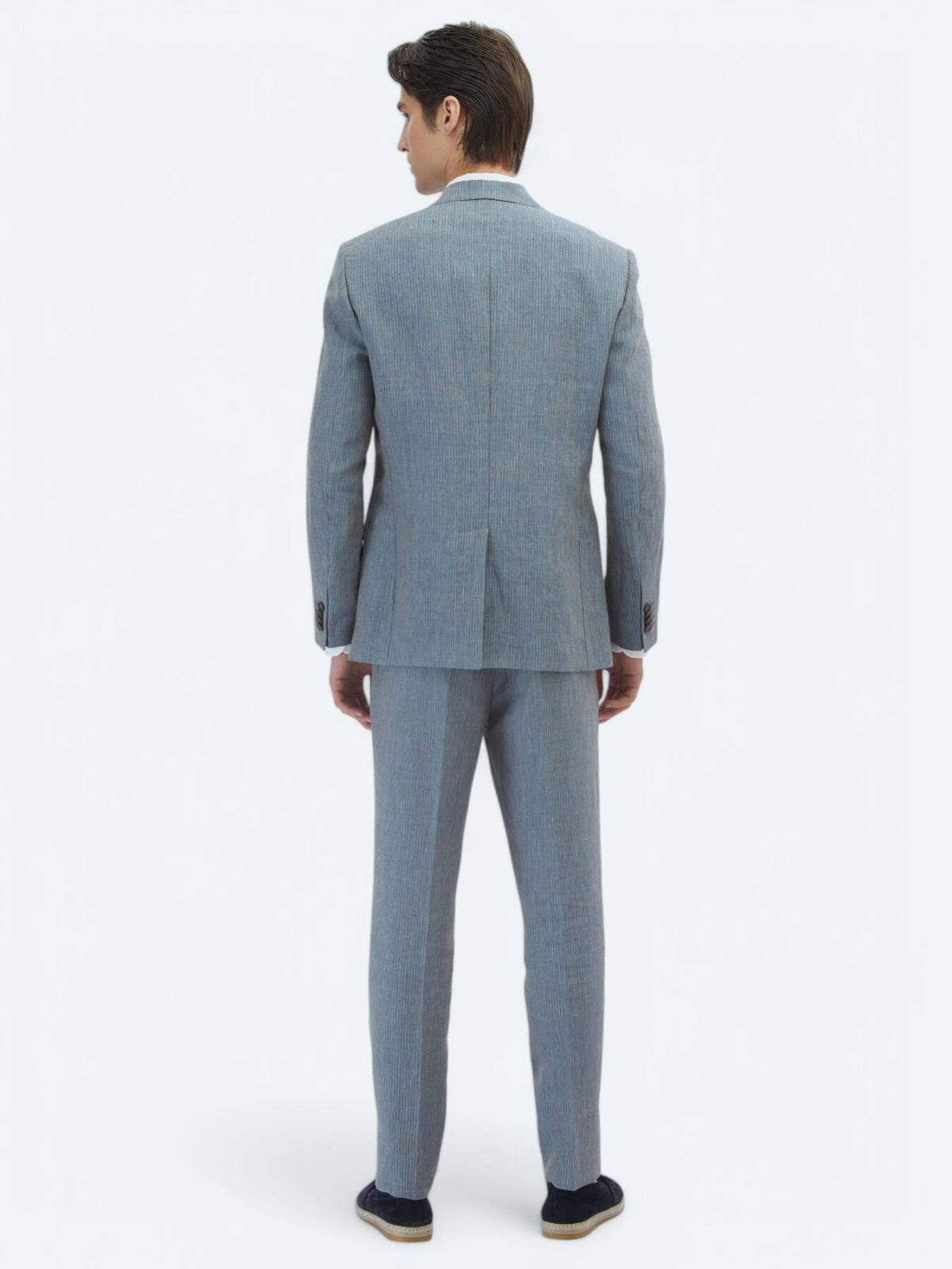 Gestreifter Modern Fit 100% Leinenanzug