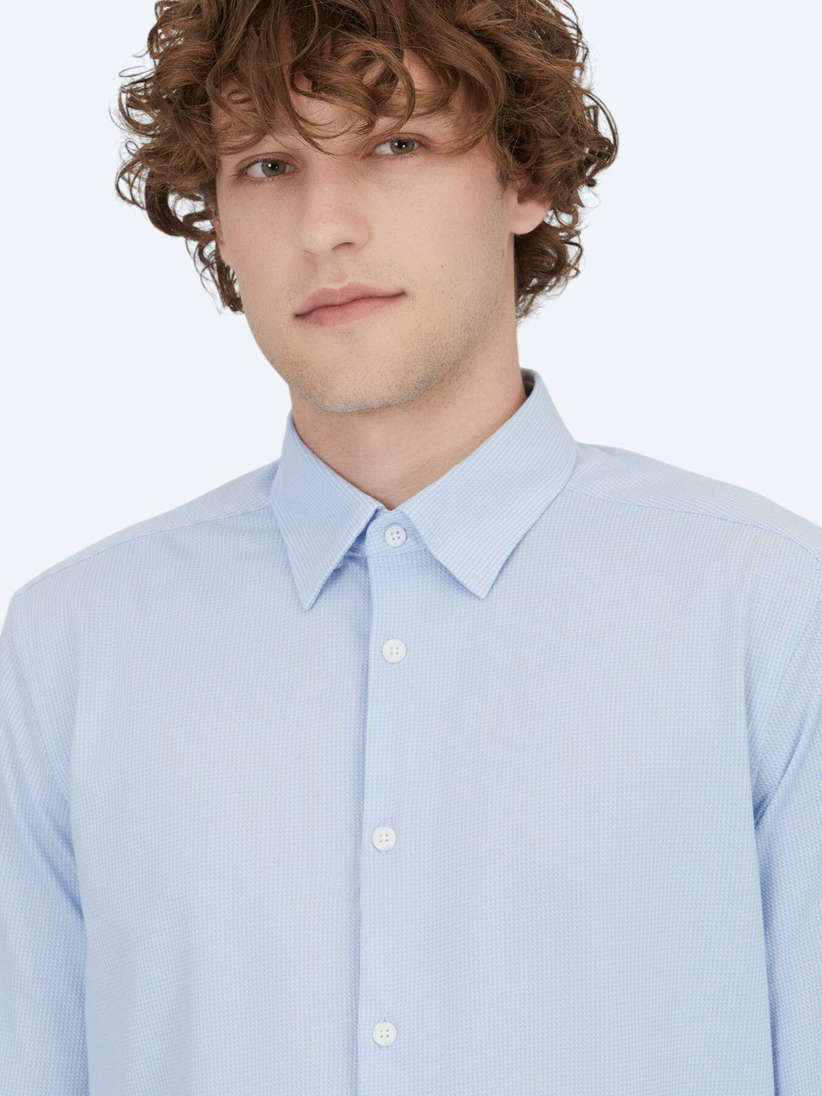 Hellblaues gestreiftes Regular Fit Strick-Casual-Hemd aus Baumwollmischung