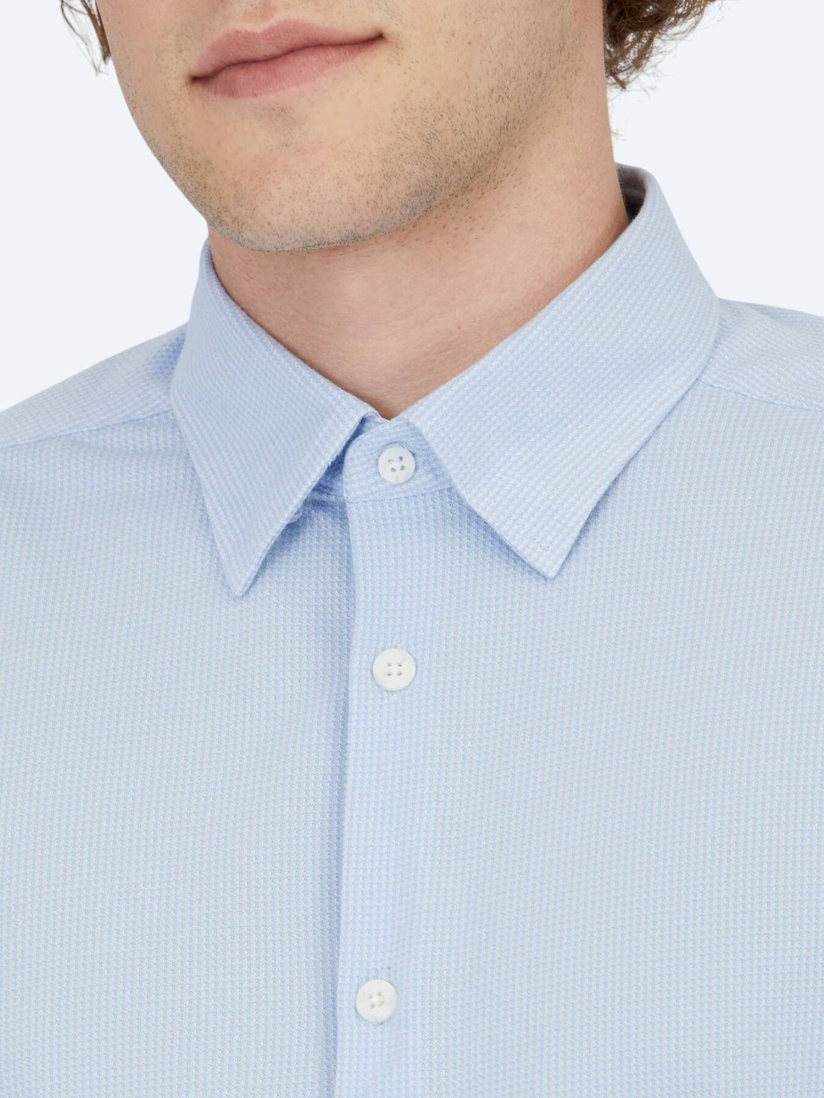 Hellblaues gestreiftes Regular Fit Strick-Casual-Hemd aus Baumwollmischung