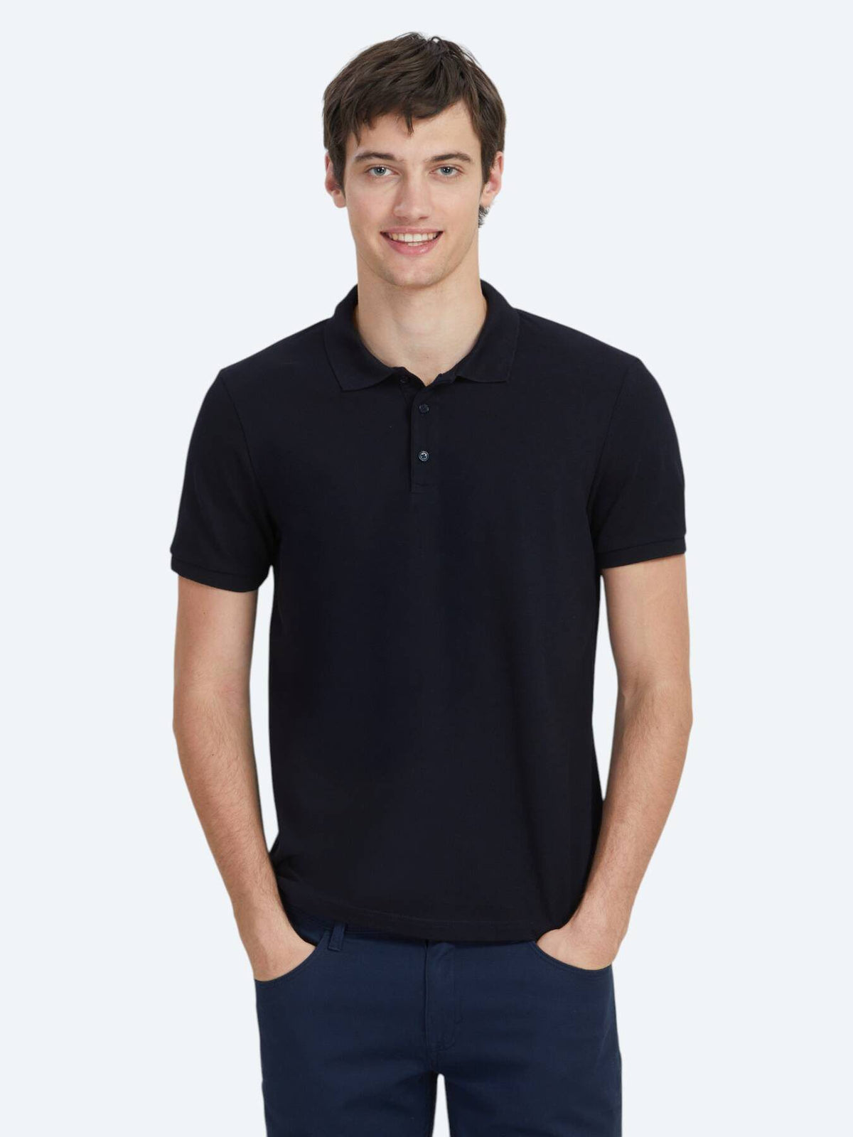 Einfaches Baumwoll-Polo mit Rollkragen