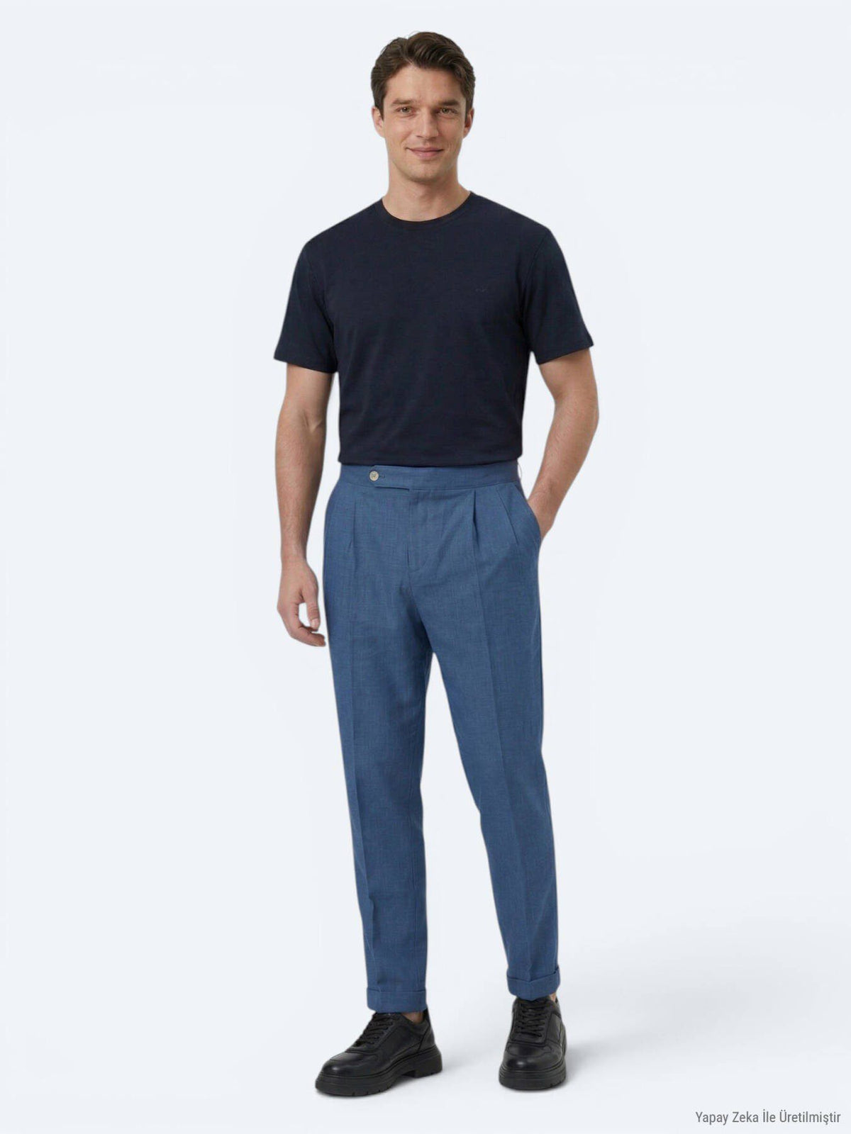 Indigo Weben Karotten Fit Freizeithose aus Baumwollmischung