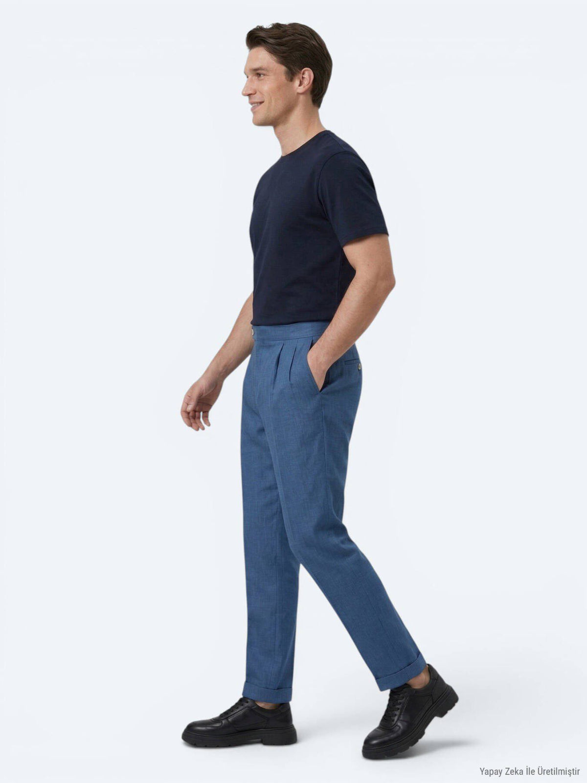 Indigo Weben Karotten Fit Freizeithose aus Baumwollmischung