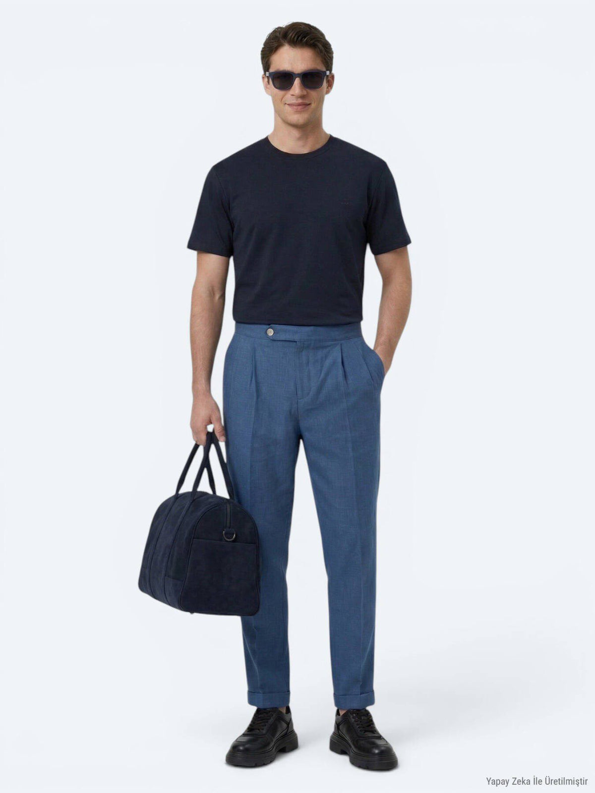 Indigo Weben Karotten Fit Freizeithose aus Baumwollmischung