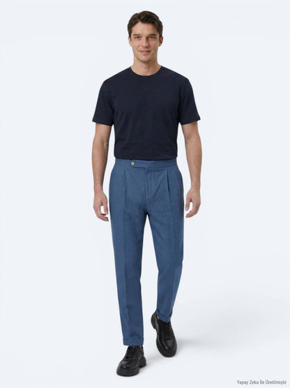 Indigo Weben Karotten Fit Freizeithose aus Baumwollmischung