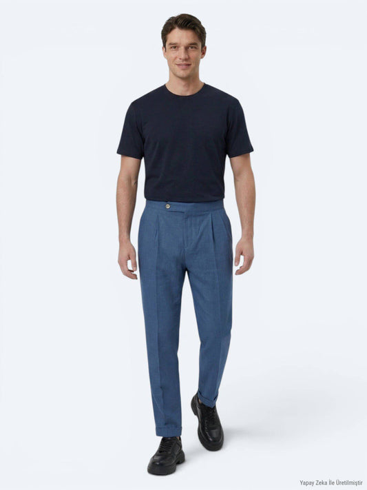 Indigo Weben Karotten Fit Freizeithose aus Baumwollmischung