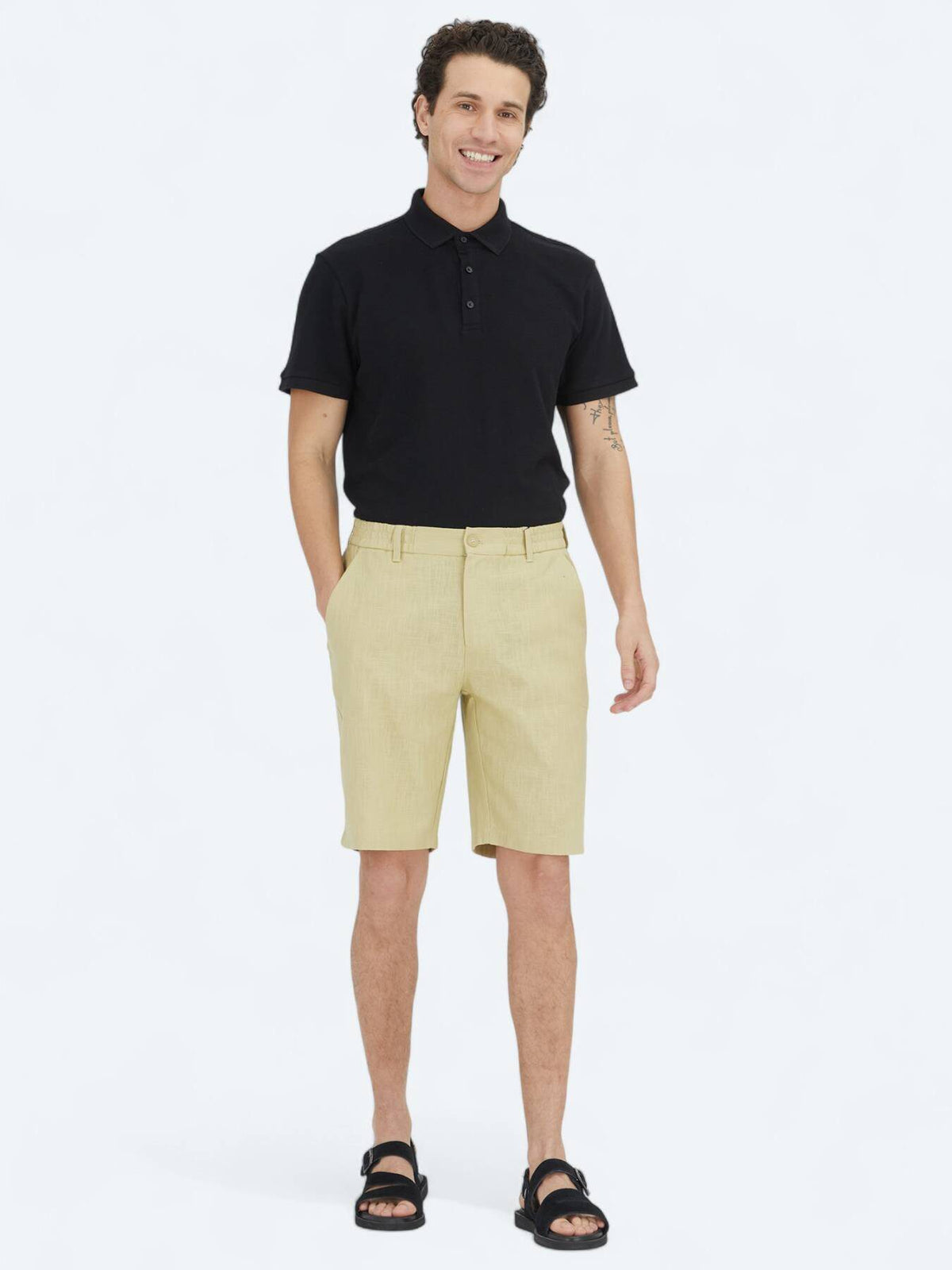 Gestrickte Jogger-Passform Baumwollmischung Shorts
