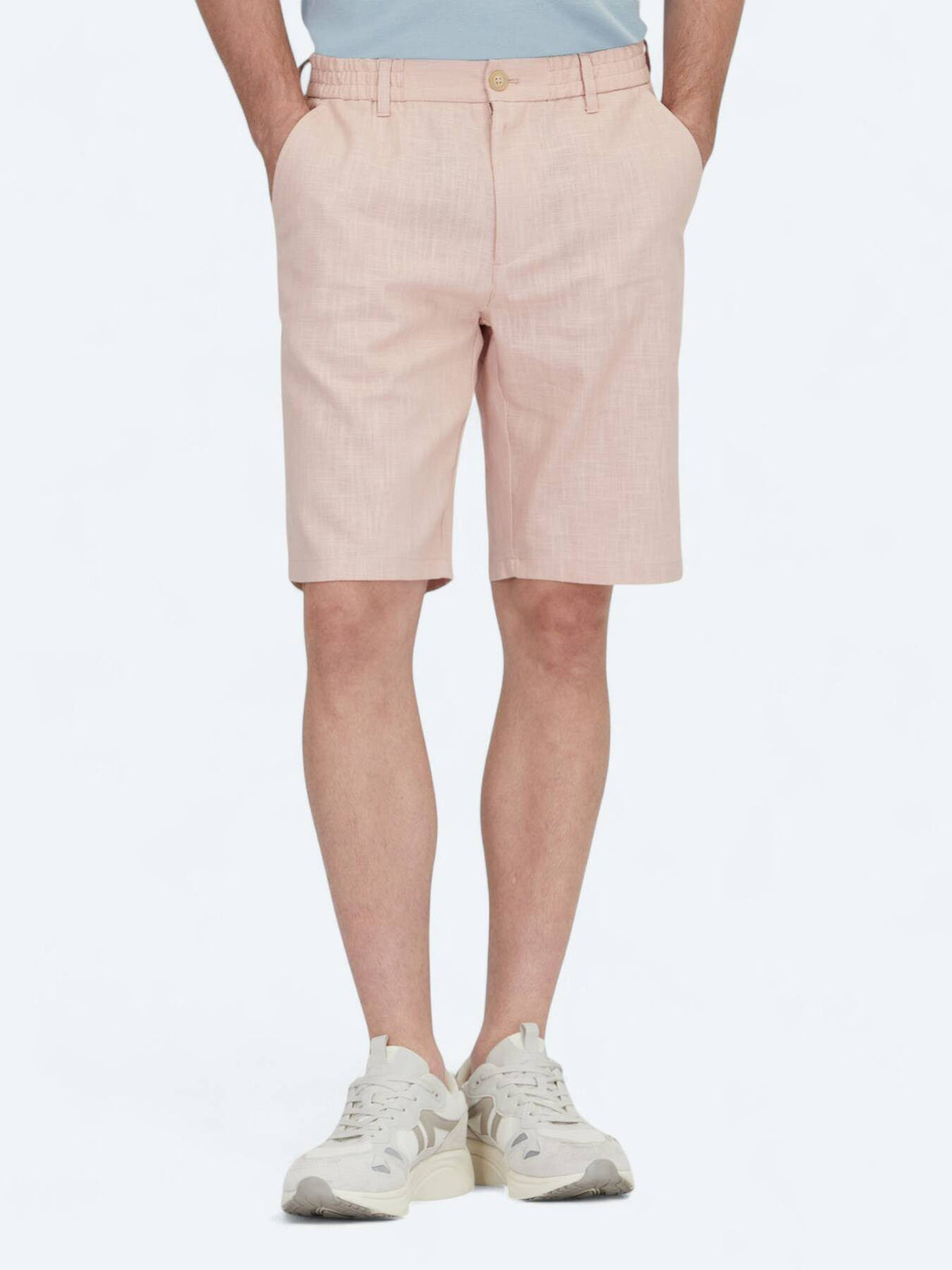 Lachs Weben Jogging Passform Baumwollmischung Bermuda