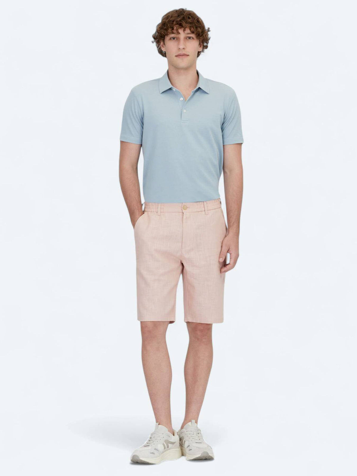 Lachs Weben Jogging Passform Baumwollmischung Bermuda