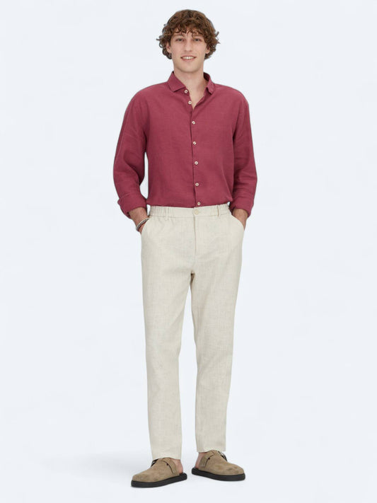 Ecru Weben Freizeit Baumwollmischung Hose