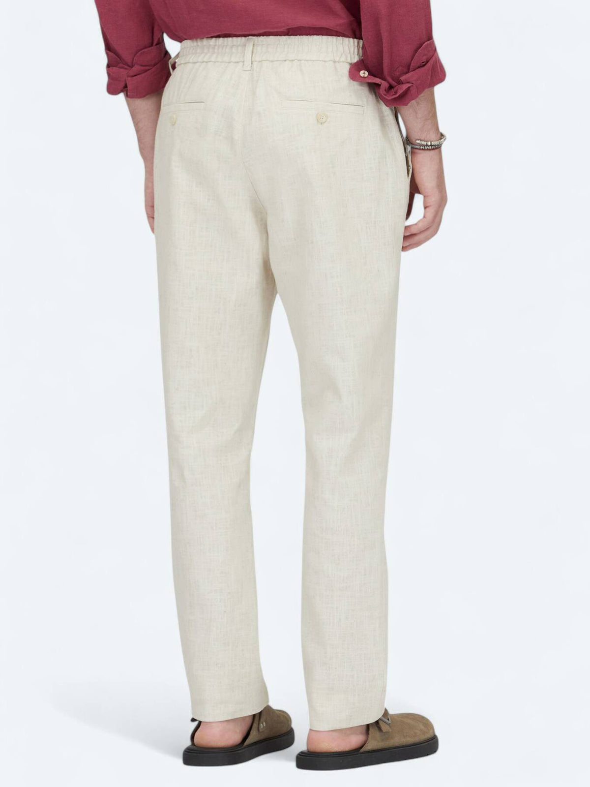 Ecru Weben Freizeit Baumwollmischung Hose