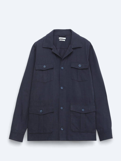 Lacivert Oversize Fit Gewebte Baumwollmischung Overshirt