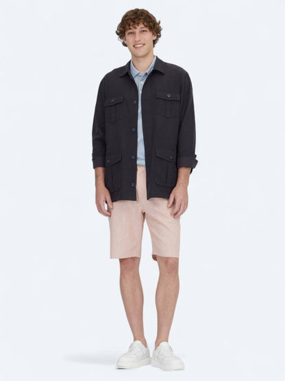 Lacivert Oversize Fit Gewebte Baumwollmischung Overshirt