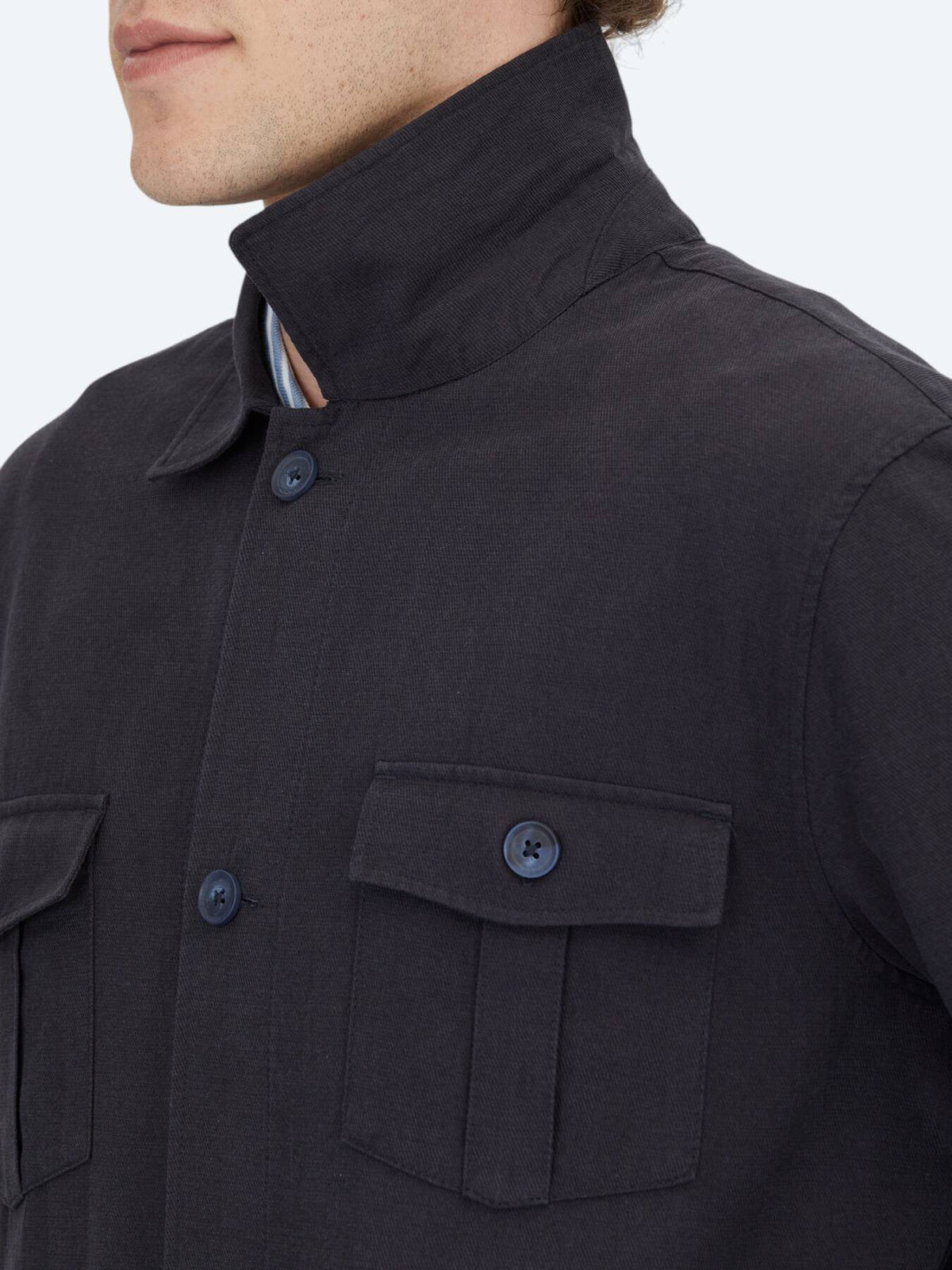 Lacivert Oversize Fit Gewebte Baumwollmischung Overshirt
