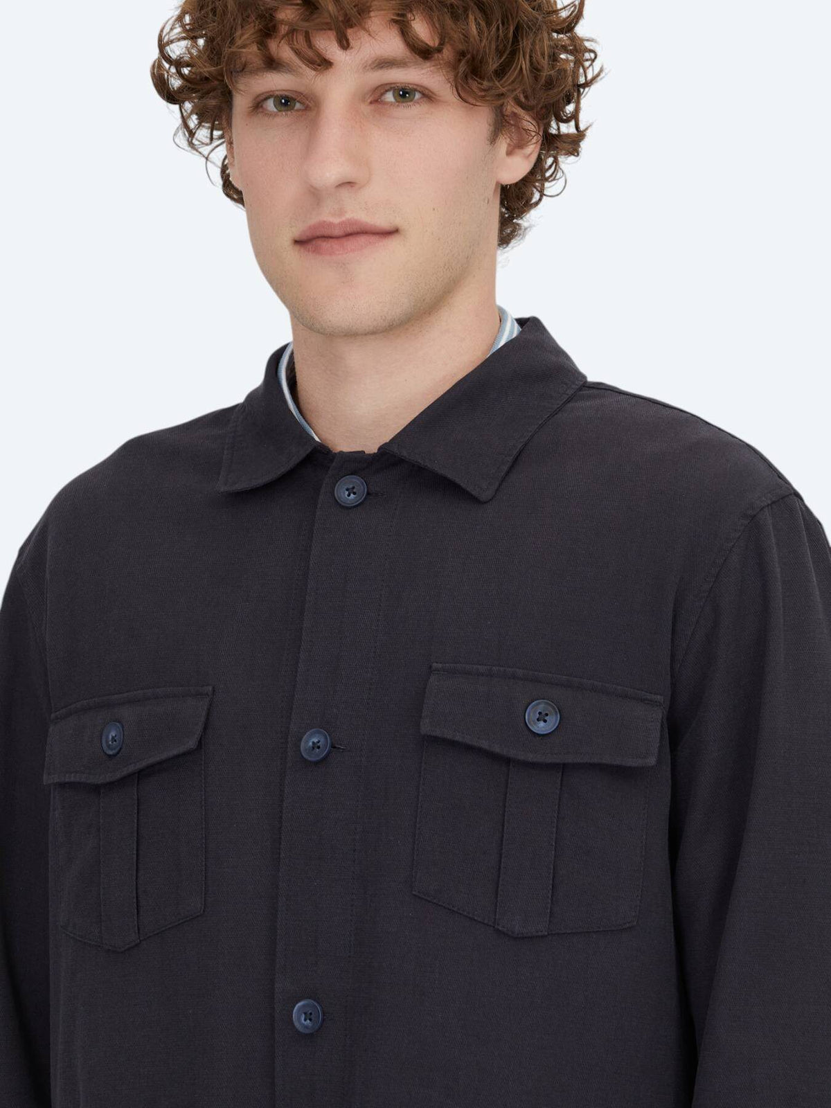 Lacivert Oversize Fit Gewebte Baumwollmischung Overshirt