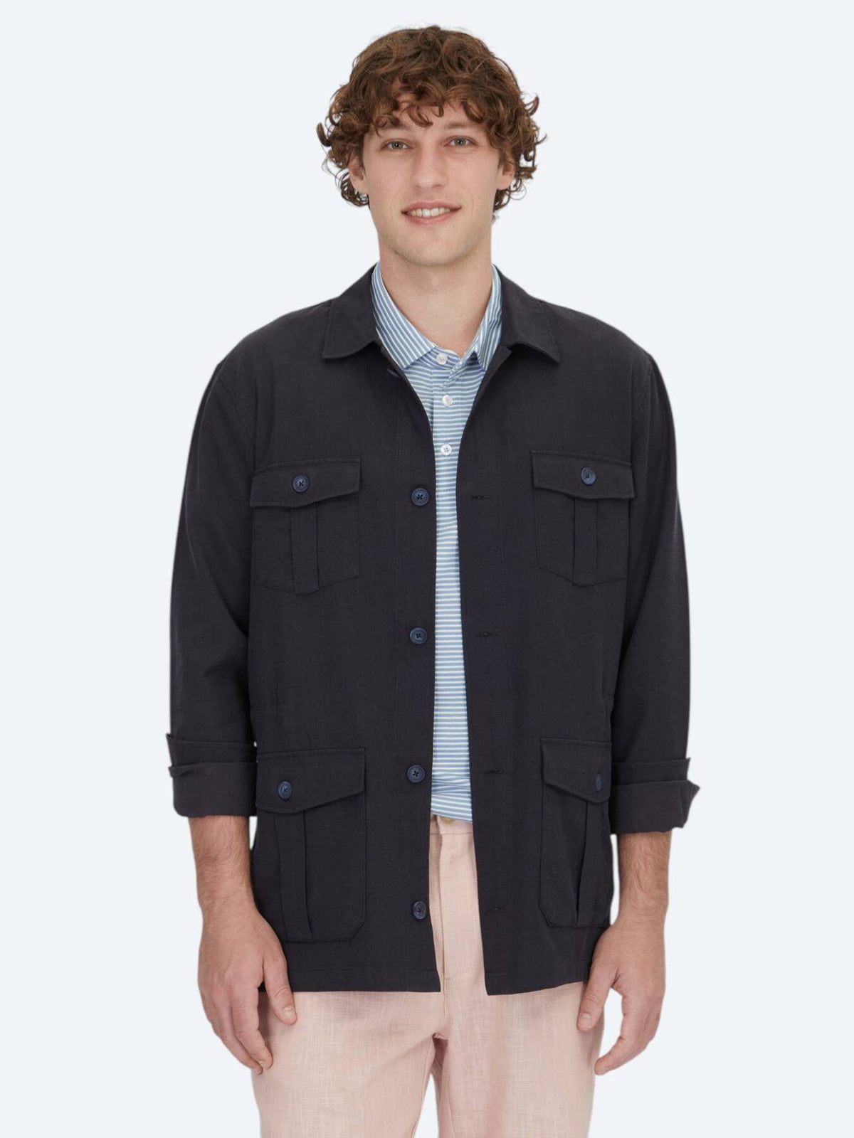 Lacivert Oversize Fit Gewebte Baumwollmischung Overshirt