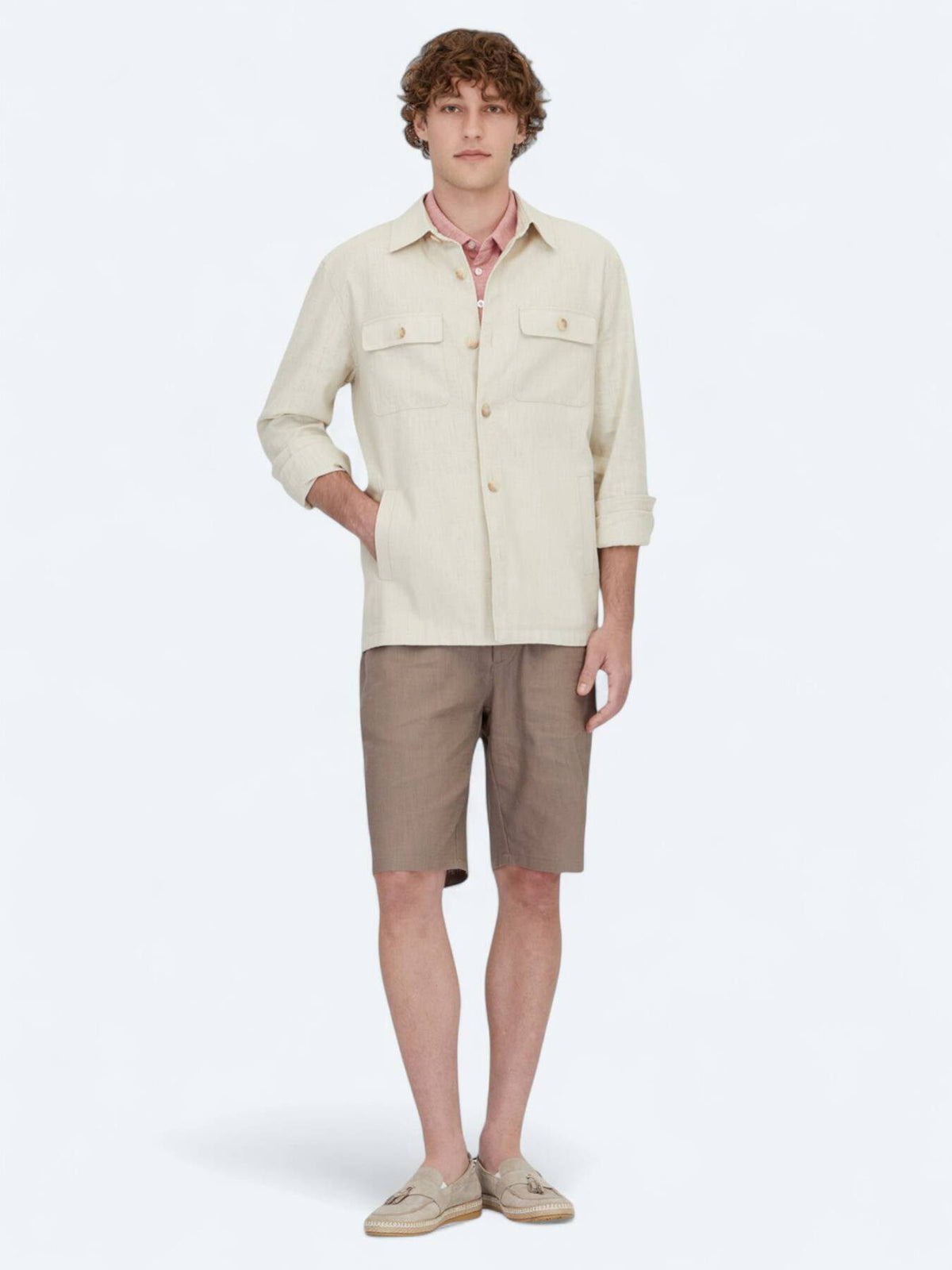 Reguläre Passform Gewebte Baumwollmischung Overshirt