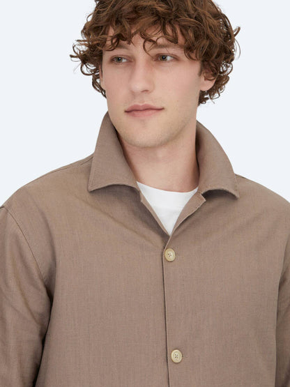 Dunkelviole Regular Fit Gewebte Baumwollmischung Overshirt
