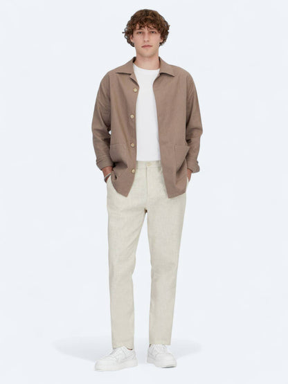 Dunkelviole Regular Fit Gewebte Baumwollmischung Overshirt